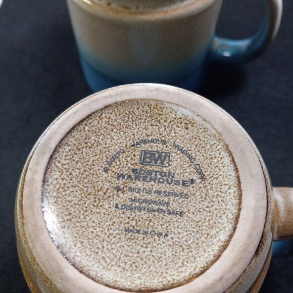 BW Boston Warehouse Blue/Tan glazed Mug - Picture 5 of 7